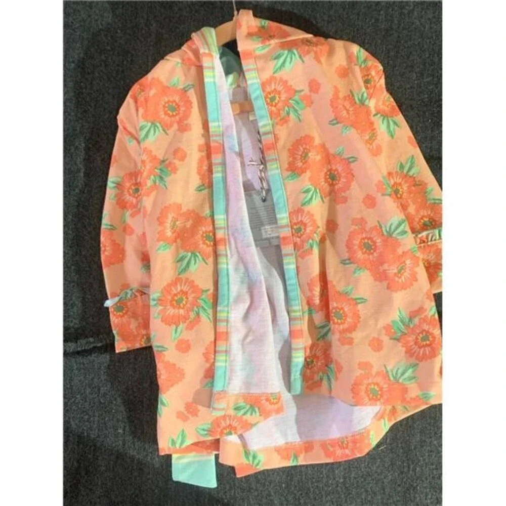 Matilda Jane Coral Floral‎ Hooded Robe Bathrobe Kids XS 2T Flame Resistant
